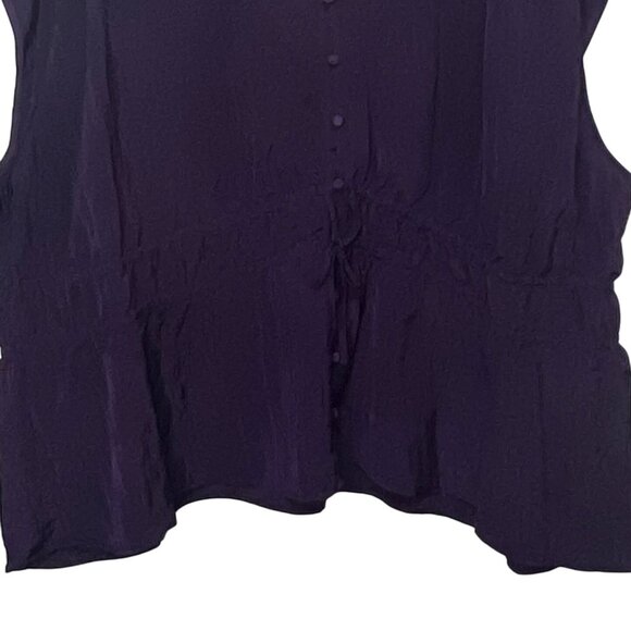 Terra & Sky Drawstring Waist Blouse Womens 4X Dark Plum Purple New Recycled Fibe - Picture 5 of 10
